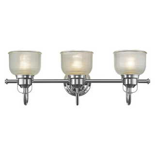LUCIE Industrial-style 3 Light Chrome Finish Bath Vanity Wall Fixture Clear Prismatic Glass 25