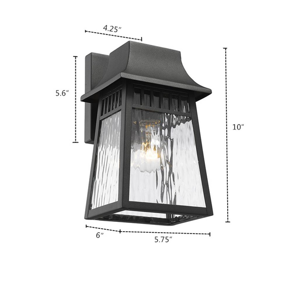 GRANT Transitional 1 Light Textured Black Outdoor Wall Sconce 10