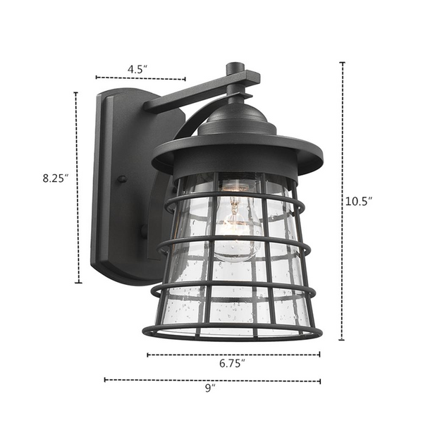 DAMON Transitional 1 Light Textured Black Outdoor Wall Sconce 11