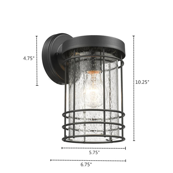 JEFFERSON Transitional 1 Light Textured Black Outdoor Wall Sconce 10