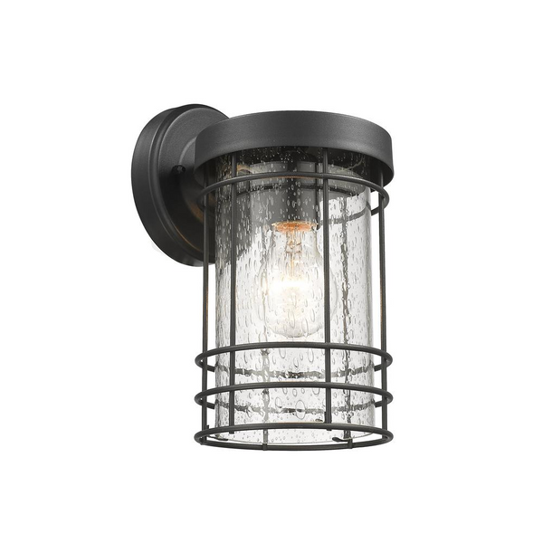 JEFFERSON Transitional 1 Light Textured Black Outdoor Wall Sconce 10