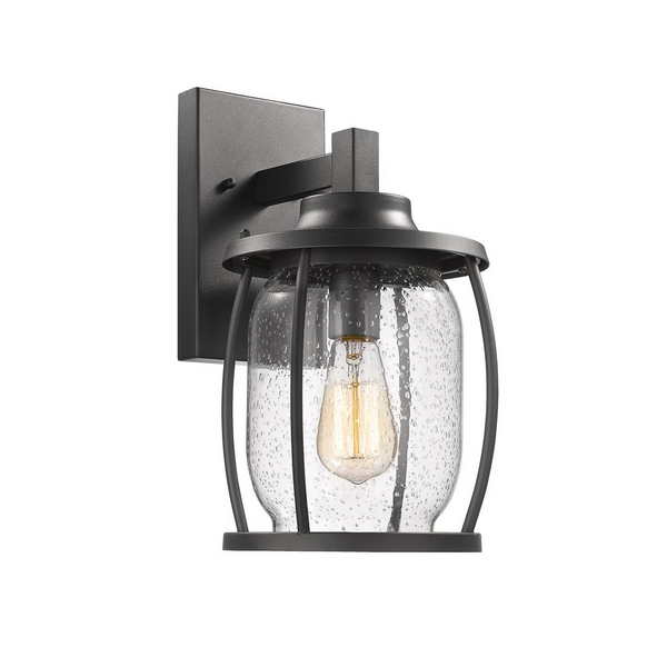 JACKSON Transitional 1 Light Textured Black Outdoor Wall Sconce 14