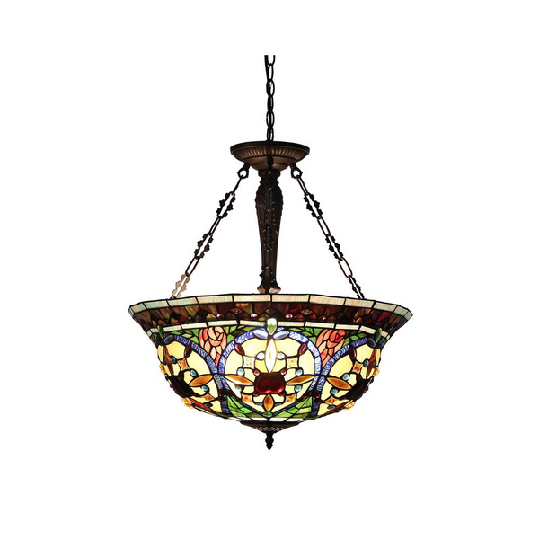 HARLAN Tiffany-style 3 Light Victorian Inverted Ceiling Pendant 22
