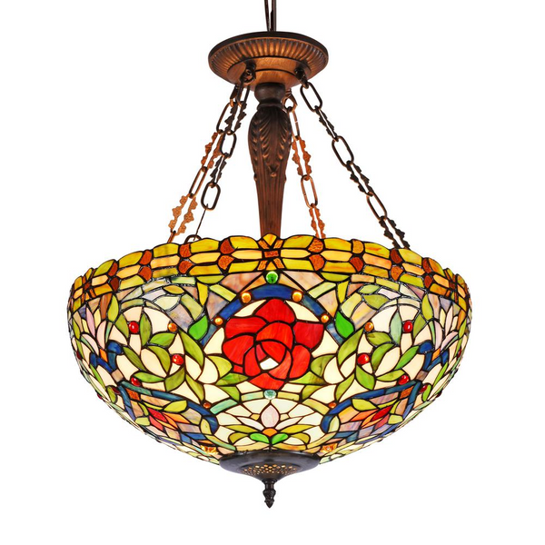 MYRTLE Tiffany-style 3 Light Inverted Ceiling Pendant 20