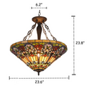 ALMA Tiffany-style 3 Light Victorian Inverted Ceiling Pendant 24