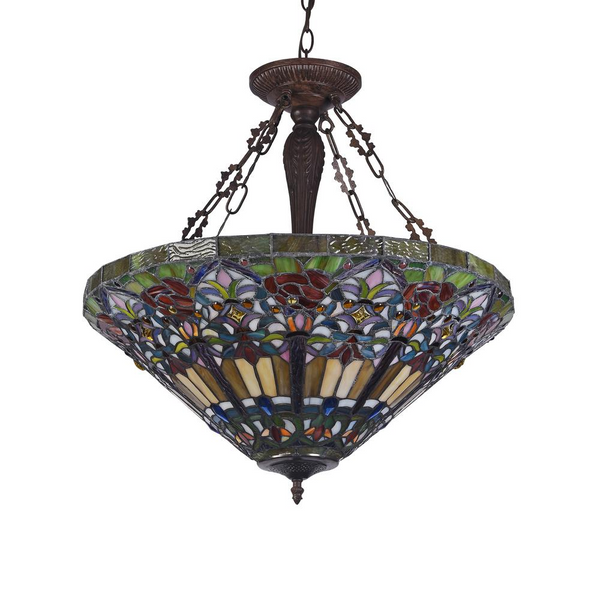 ALMA Tiffany-style 3 Light Victorian Inverted Ceiling Pendant 24