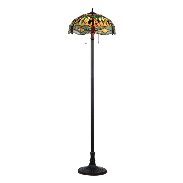 EMPRESS Tiffany-style 2 Light Dragonfly Floor Lamp 18