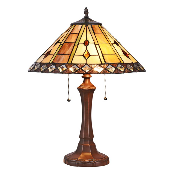 GODWINE Tiffany-style 2 Light GeometricTable Lamp 16