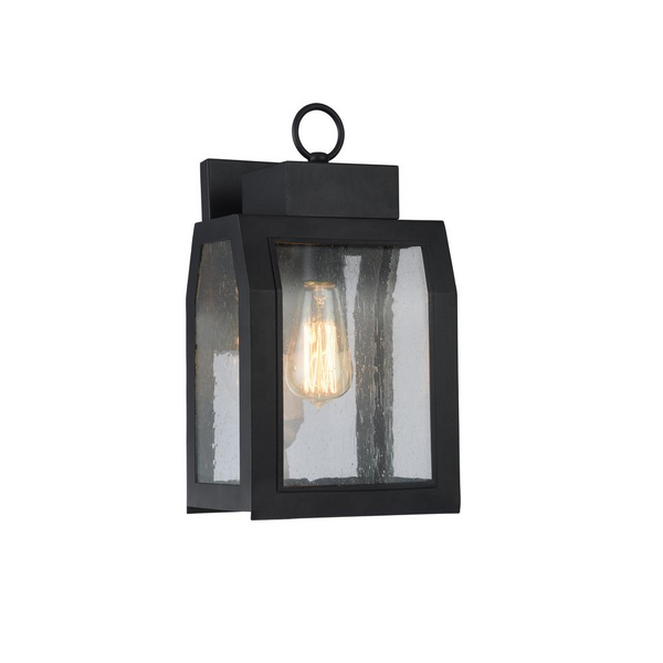 MILTON Industrial-style 1 Light Textured Black Outdoor Wall Sconce 14
