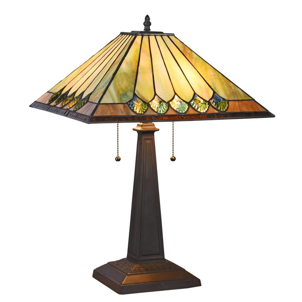 GRAHAM Tiffany-style 2 Light Mission Table Lamp 16