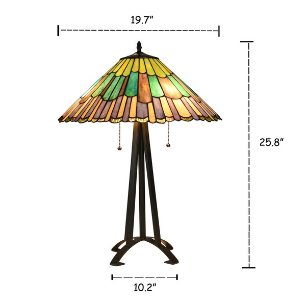LANDRY Tiffany-style 3 Light Geometric Table Lamp 20