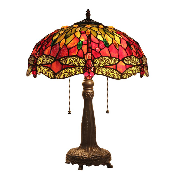 EMPRESS Tiffany-style Dragonfly 2 Light Table Lamp 18