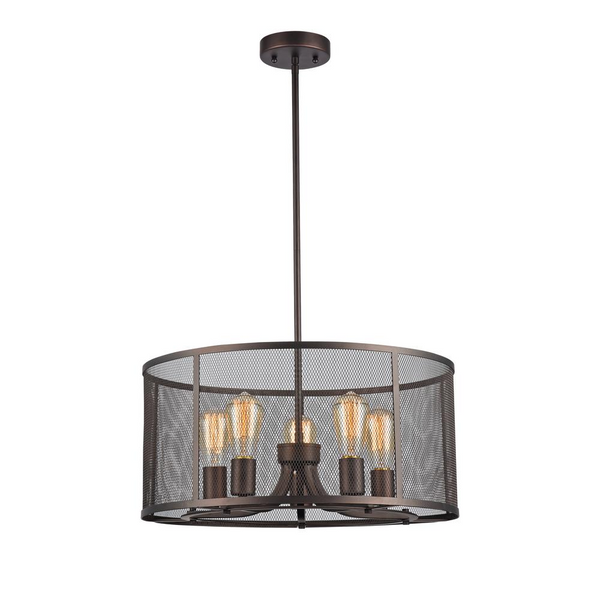 LORRY Industrial-style 5 Light Rubbed Bronze Ceiling Pendant 20
