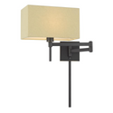 60W Robson Wall Swing Arm Reading Lamp With Rectangular Hardback Fabric Shade. 3 Ft Wire Cover included., WL2930DB