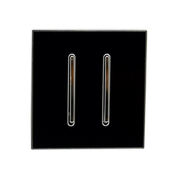 LEDSone industrial vintage Square Glossy Black Screw less Flat plate Wall light 2 Gang switches~2626