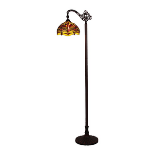 CHLOE Lighting EMPRESS Dragonfly Tiffany-style Dark Bronze 1 Light Reading Floor Lamp 11