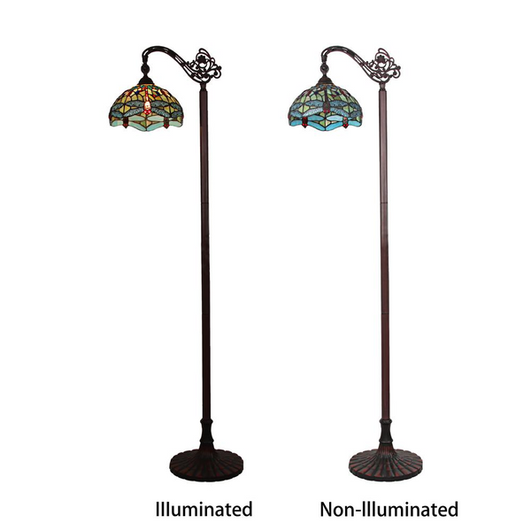 CHLOE Lighting EMPRESS Dragonfly Tiffany-style Dark Bronze 1 Light Reading Floor Lamp 11 