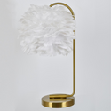 20In White And Gold Metal Table Lamp With Faux Feather Shade