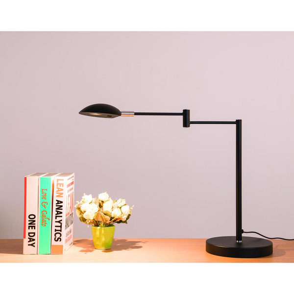 ORE Luna LED Swing Arm Satin Black Desk Lamp