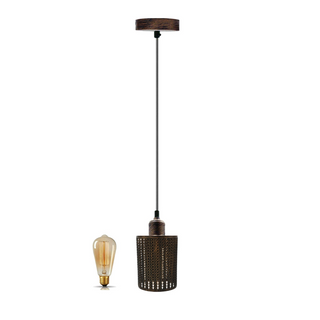 Buy brushed-copper Barrel Cage Hanging Lights Pendant Lamp Ceiling Light Fixtures~1151