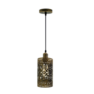 Buy brushed-brass Metal Cage Pendant Lights Chandelier E26 Ceiling Light Fixtures~1155