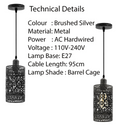 Metal Cage Pendant Lights Chandelier E26 Ceiling Light Fixtures~1155