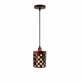Buy rustic-red Pattern Cage Pendant Lights Hanging Lamp Ceiling Light Fixtures~1154