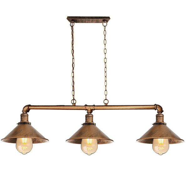Industrial 3-Light Pipe Lamp Pendant Hanging Light Fixtures Black~1159