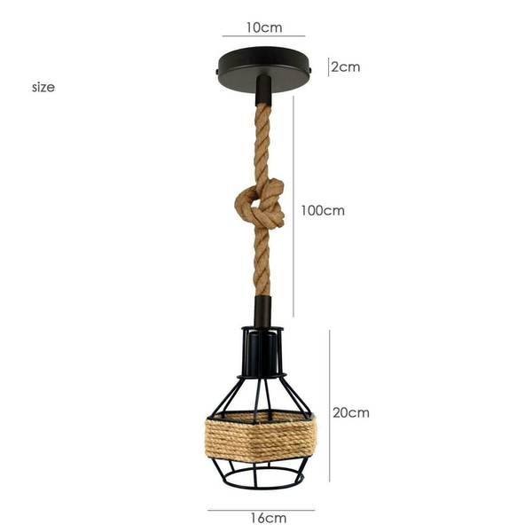 Vintage Hemp Cage Chandelier Hanging Lamp Rope Pendant Light~1107