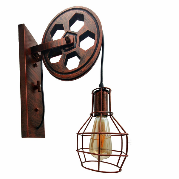 Industrial Pulley Wall Sconce Cage Wall Light Home Restaurant Farmhouse~1163