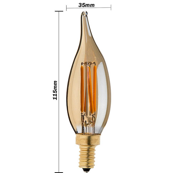 E14 4W C35 LED Candelabra Bulbs 2200K Warm White Dimmable LED Filament Bulb~1041