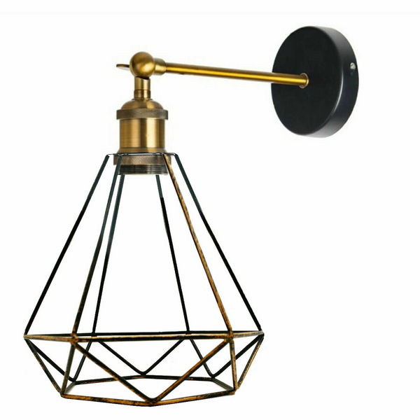 Industrial Wall Sconce Geometric Cage Light Home Living Room Bedside Wall Lamp~1172