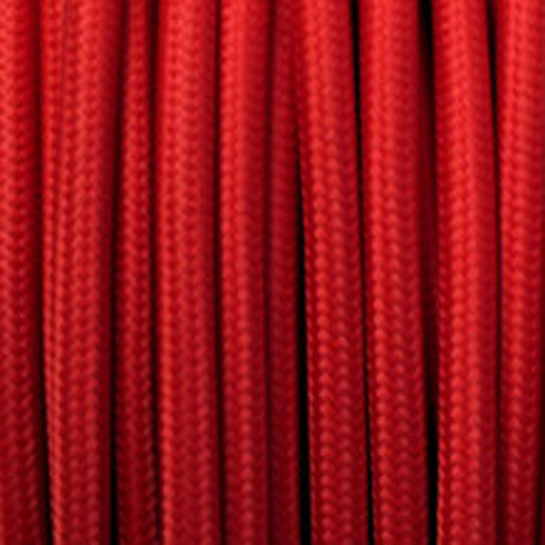 18 Gauge 3 Conductor Round Cloth Covered Wire Braided Light Cord Red~1355