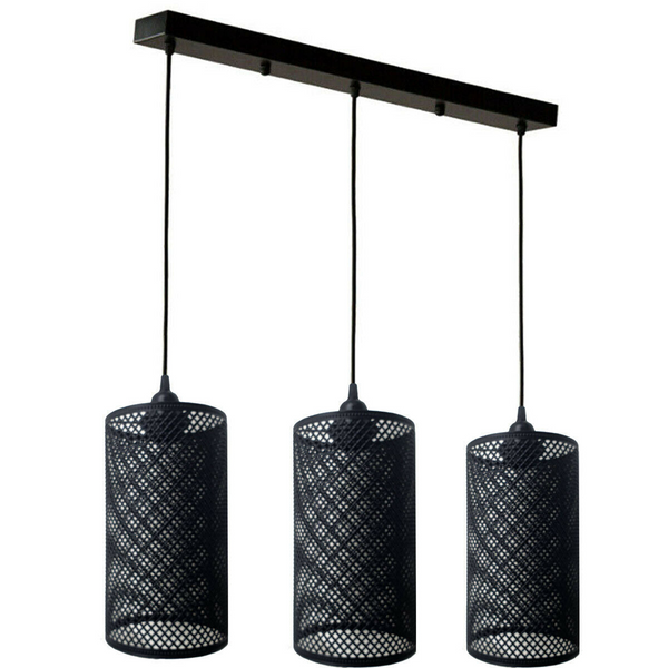 3-Lights Industrial Barrel Cage Hanging Pendant Light Fixture~1224