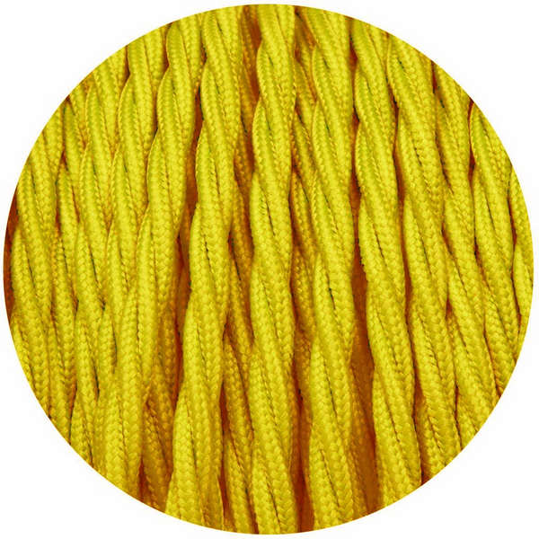16Ft Twisted Cloth Covered Wire 18 Gauge 2 Conductor Braided Light Cord Yellow~1348