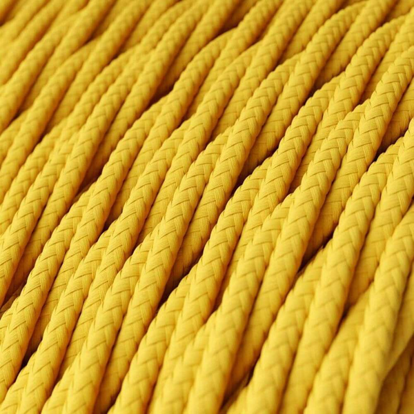 16Ft Twisted Cloth Covered Wire 18 Gauge 2 Conductor Braided Light Cord Yellow~1348