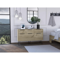DEPOT E-SHOP Aster Double Dresser-Four Drawers,Countertop, Four Steel Legs-Light Oak, For Bathroom