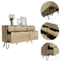 DEPOT E-SHOP Aster Double Dresser-Four Drawers,Countertop, Four Steel Legs-Light Oak, For Bathroom