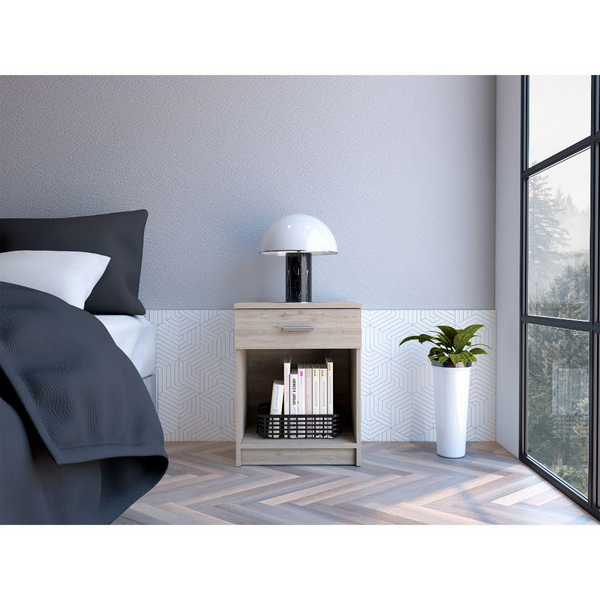 DEPOT E-SHOP Beryl Nightstand, One Drawer, Low Shelf, Countertop-Light Grey, For Bedroom