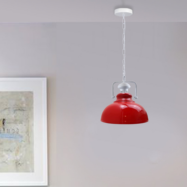 Industrial vintage Retro Indoor Hanging Ceiling Metal Red Pendant Light E27 UK Holder~3838