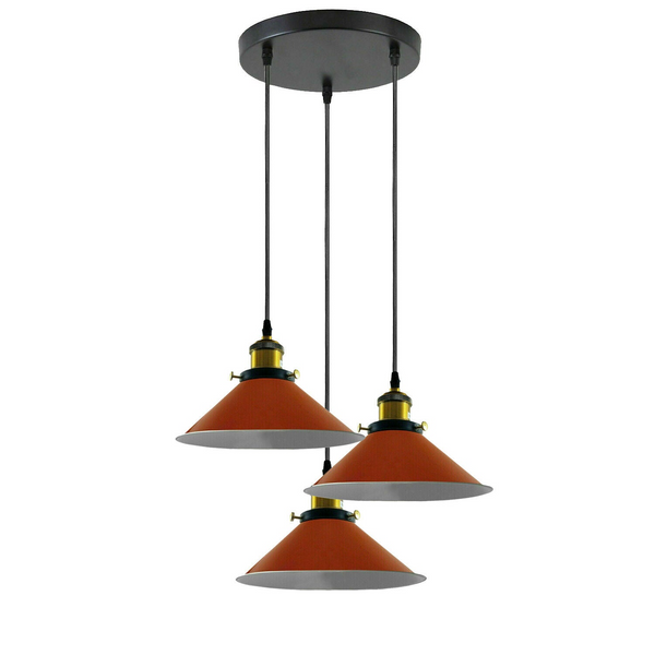 Industrial Vintage Metal Pendant Light Shade Chandelier Retro Ceiling Orange LampShade~3865