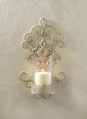Romantic Ivory Scrolled Iron Wall Sconce