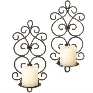 Iron Scrolled Wall Sconce Pair