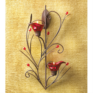 Red Calla Lily Wall Candle Holder