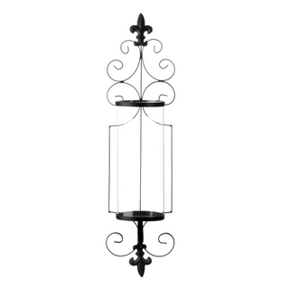 Fleur de Lis Metal Wall Sconce with Glass Cylinder