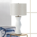 Gable Ridges Table Lamp - White with Beige Shade