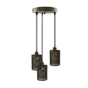 Vintage Retro 3 way Brushed brass pendant light Round ceiling base~3946
