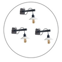 Pack Modern Industrial Black Scone wooden Wall Light With White Shade~2476