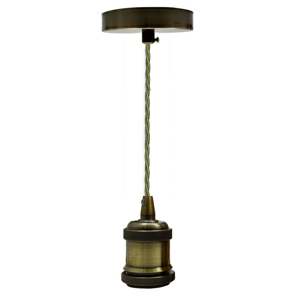 Pendant Light Fitting Ceiling Rose E27 Suspension Green Brass~2381