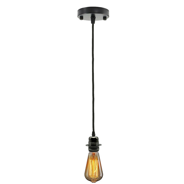 Black Ceiling Rose Fabric Flex Hanging Pendant Light Lamp Holder FREE Bulb Fitting Lighting Kit~2333